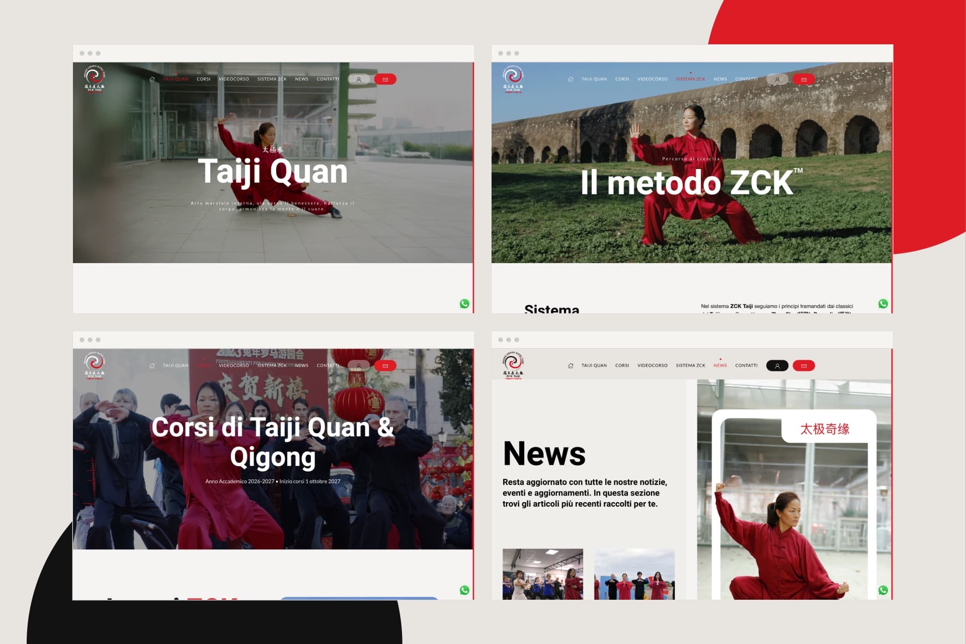 Pagine interne: Taiji Quan, Sistema ZCK, Corsi, Eventi e seminari
